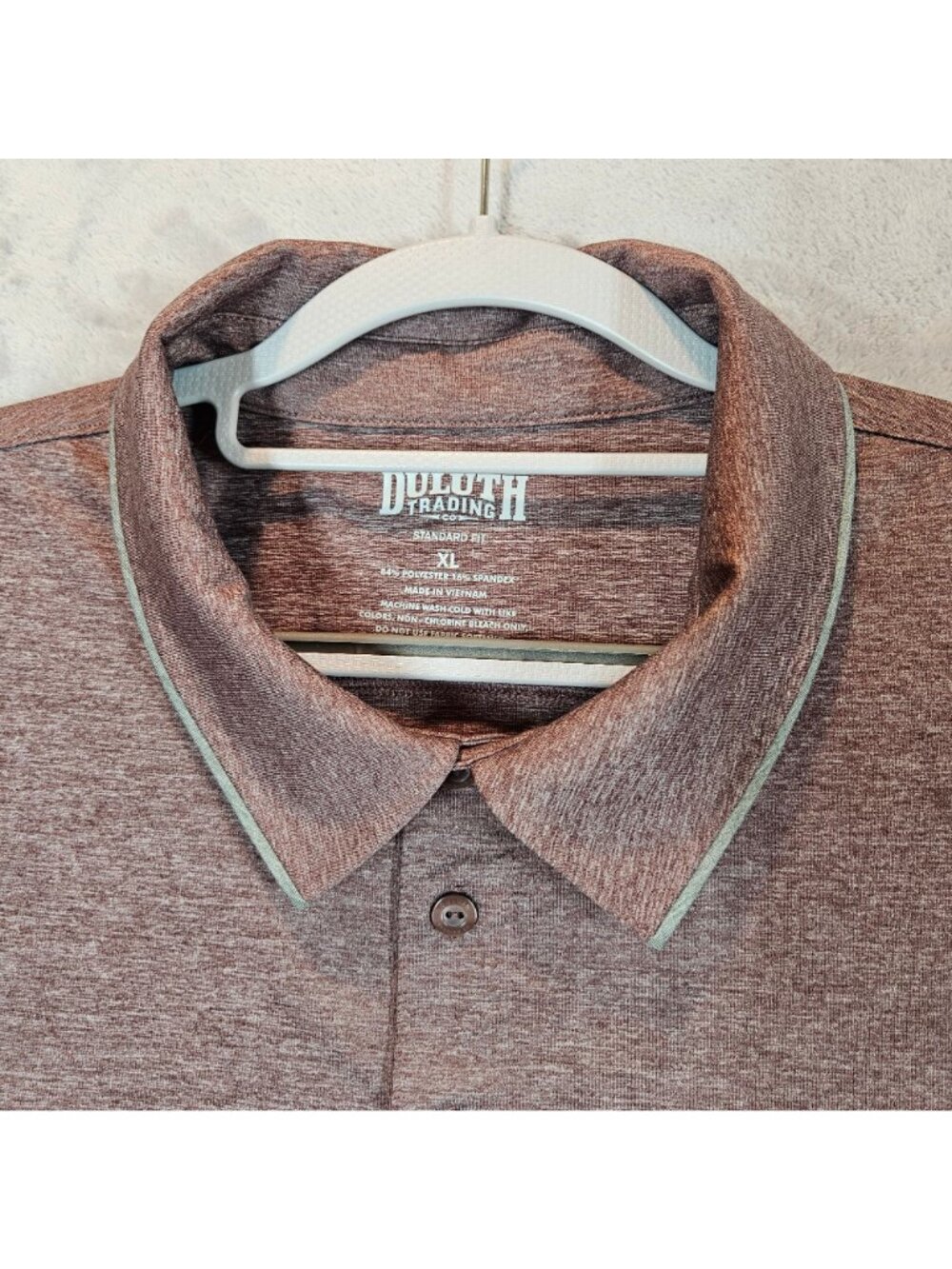 Duluth Trading Co Mens XL Polo Shirt Brown Heather Moisture Wicking golf office - Picture 5 of 13